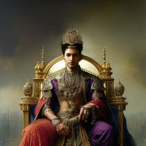 Ornate Portrait of a King on His Throne