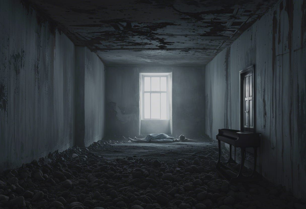 Forsaken Figure Falls into Void: Trichromatic Art