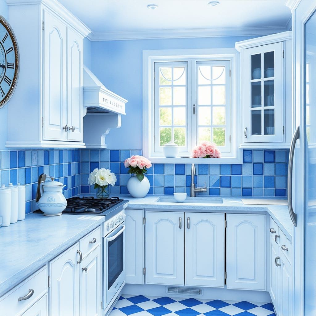 Pastel Blue Watercolour Victorian Kitchen Scrapbook