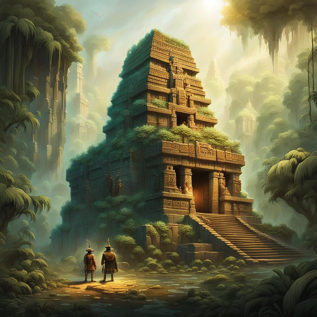 Aztec Temple Ruins in Golden Light