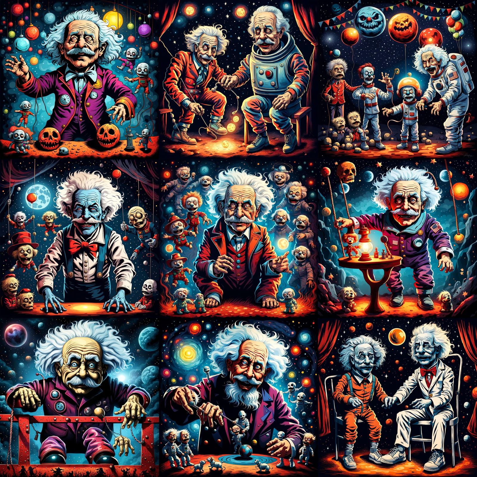 Horror Circus: Einstein Puppetmaster and Astronaut Puppet