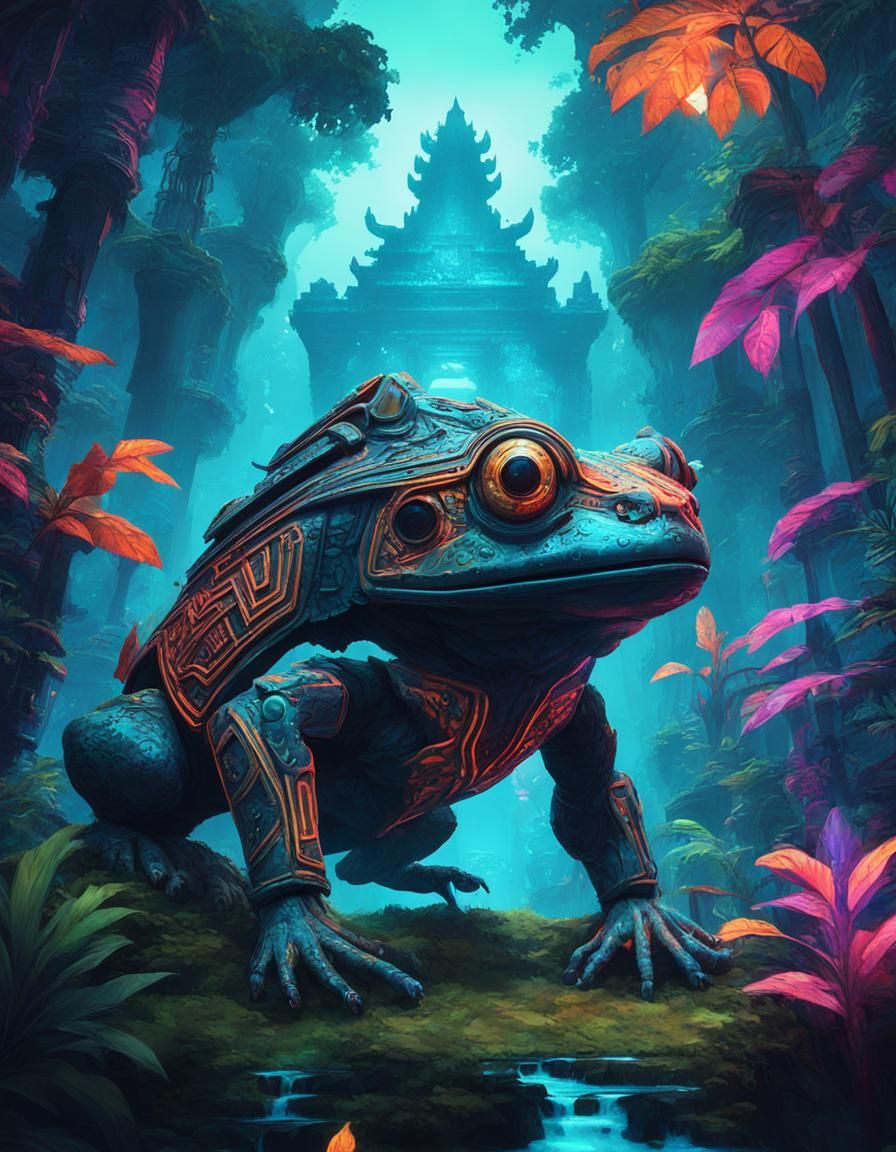 Frog Golem Guardian in Manga Style