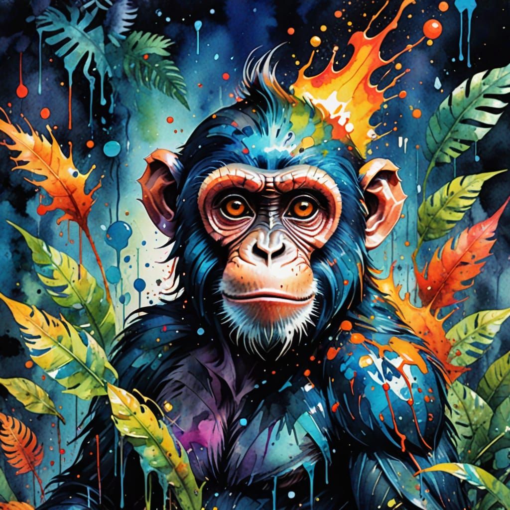 Whimsical Drills Monkey Crafts Luminous Tools in Watercolor