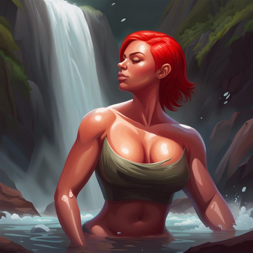 Waterfall Beauty: A Digital Painting on ArtStation