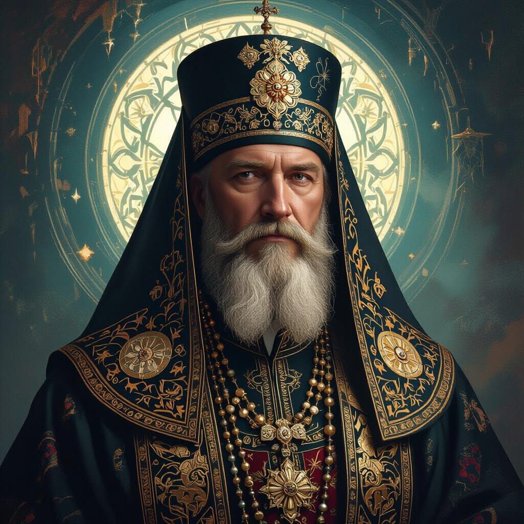 Mystical Portrait of an Old Believer Leader