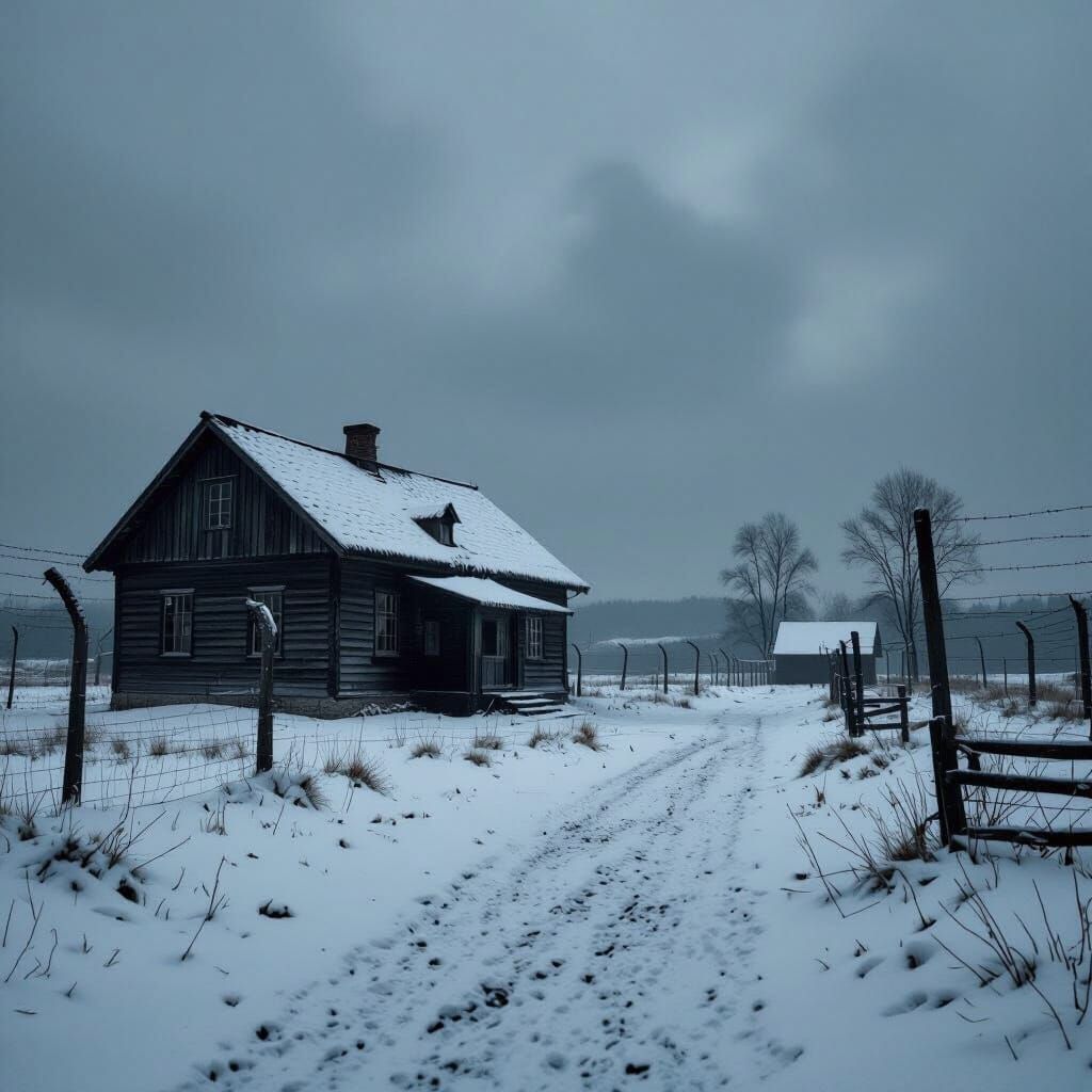 WWII Research Camp in Snowy Landscape