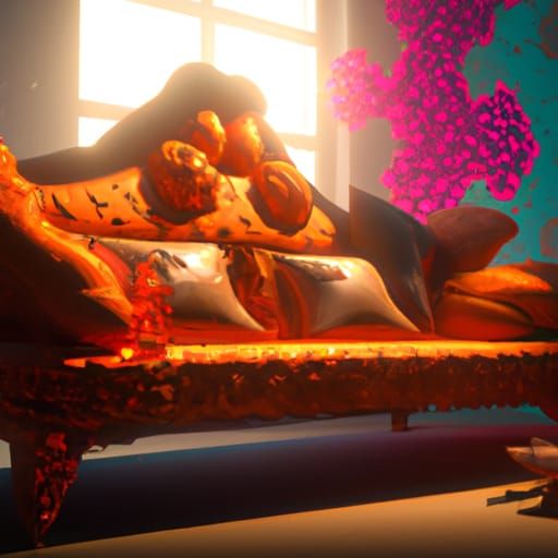 Orange Couch Concept Art in Unreal Engine 5
