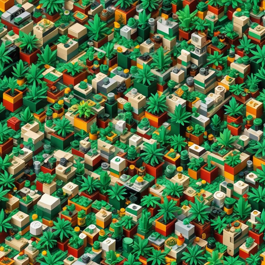 Lego Marijuana Shop Interior in Abstract Art Style