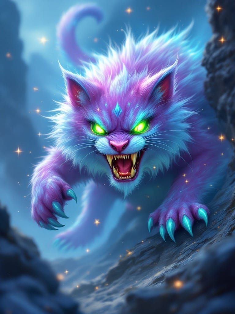 Vivid Fantasy Feline Portrait with Magical Realism