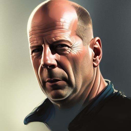 Hyperdetailed Portrait of Bruce Willis in Digital Art Style