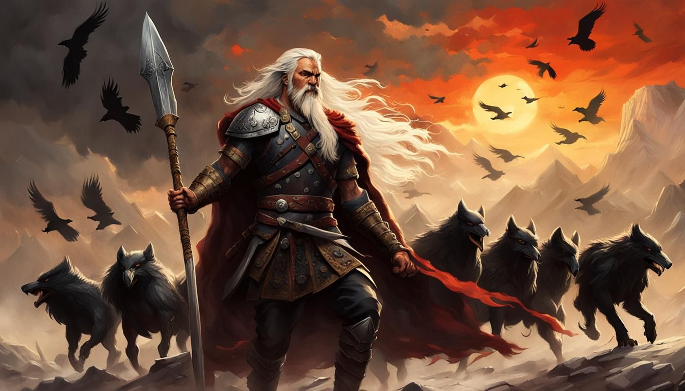 Viking Spearman Marching to War in Frazetta Style