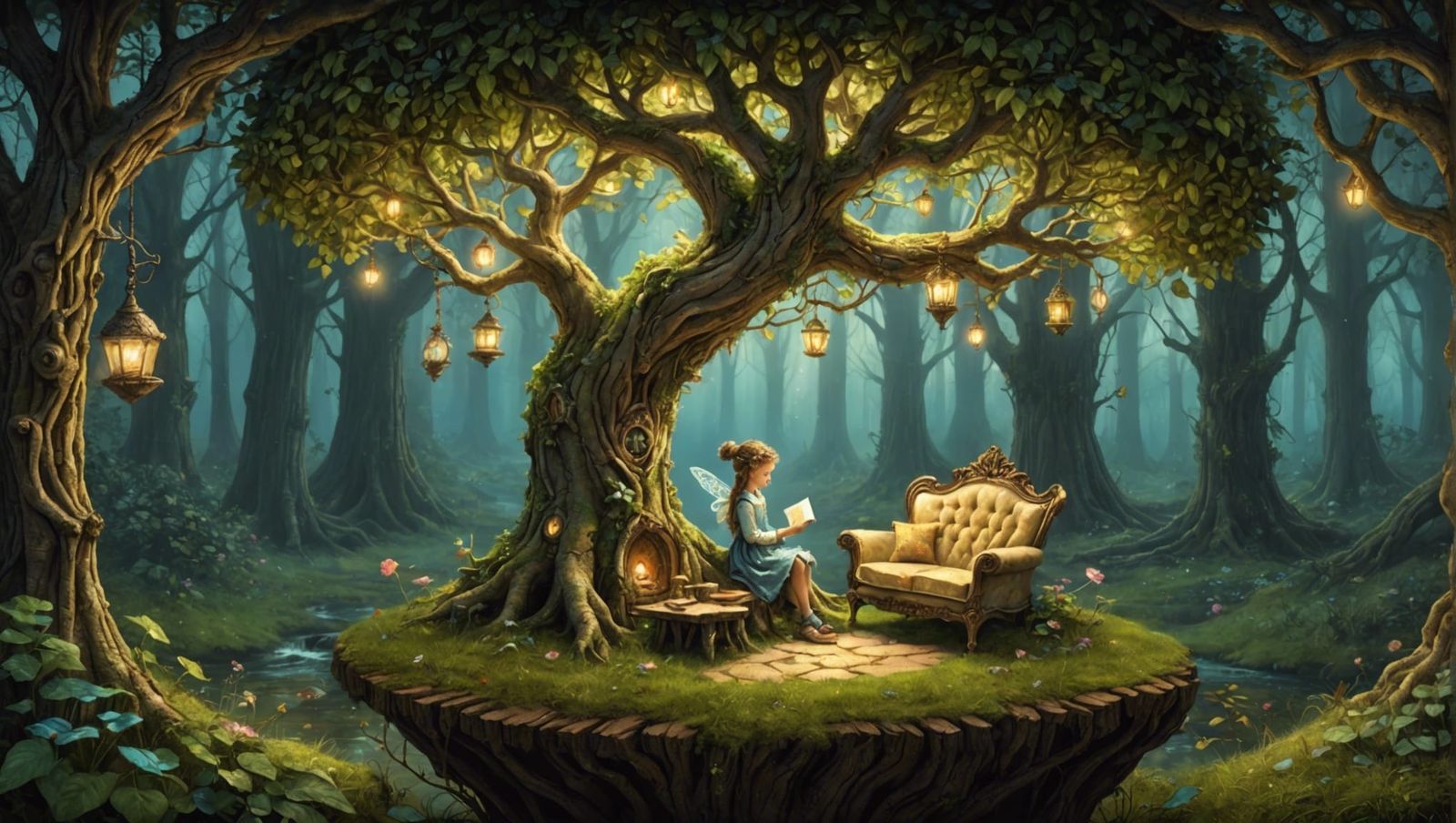 Enchanted Forest Treehouse: A Fairytale Scene