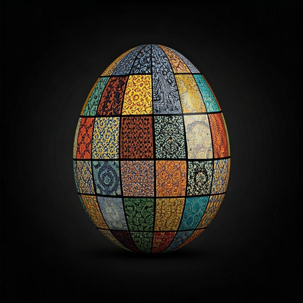 Vibrant Egg with Geometric Patterns
