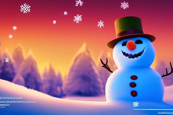 Stylized 3D Snowman Character in Pixar Movie Style