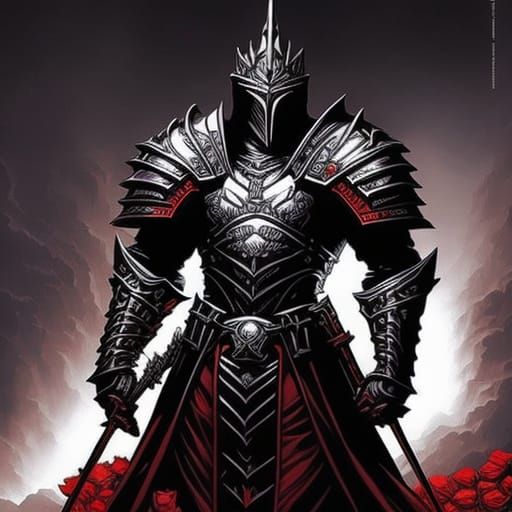 Grimdark Unholy Paladin in Crimson Knight Armor
