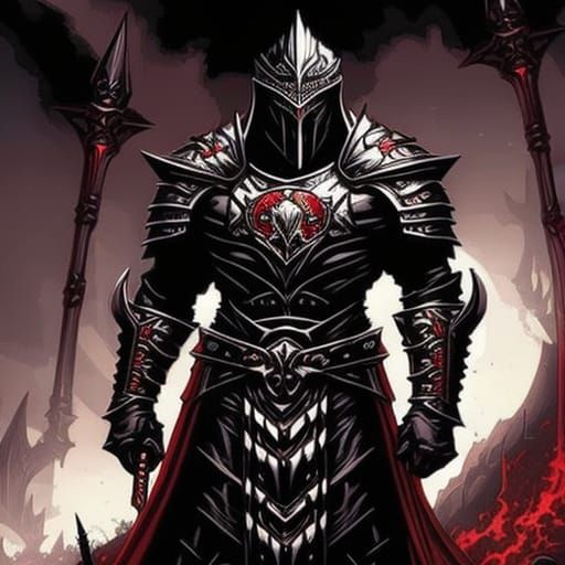 Grimdark Unholy Paladin in Crimson Armor