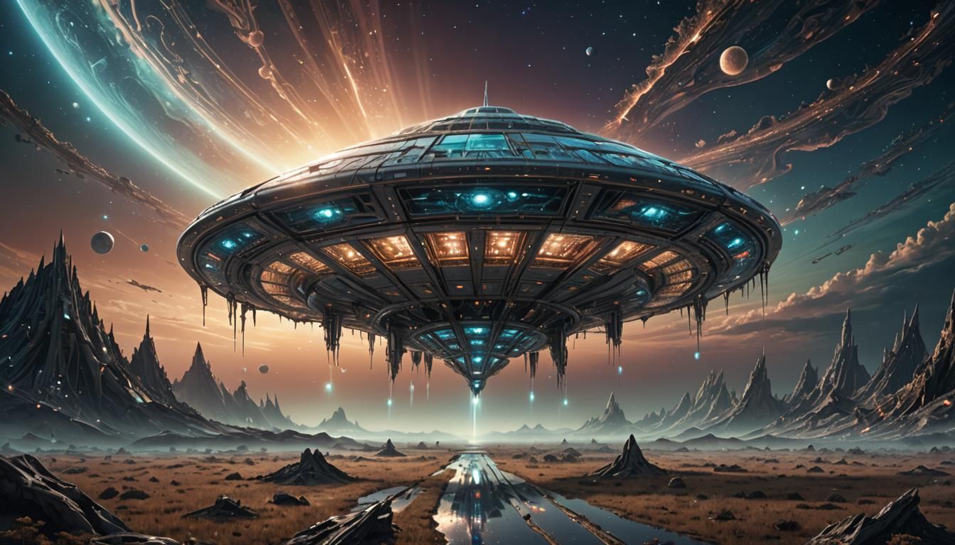 Alien Ship Landing: Surrealist Concept Art