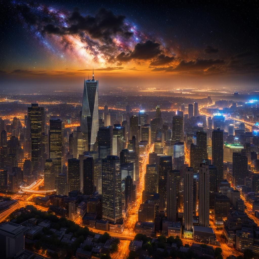 Enchanting City Skyline Under the Stars