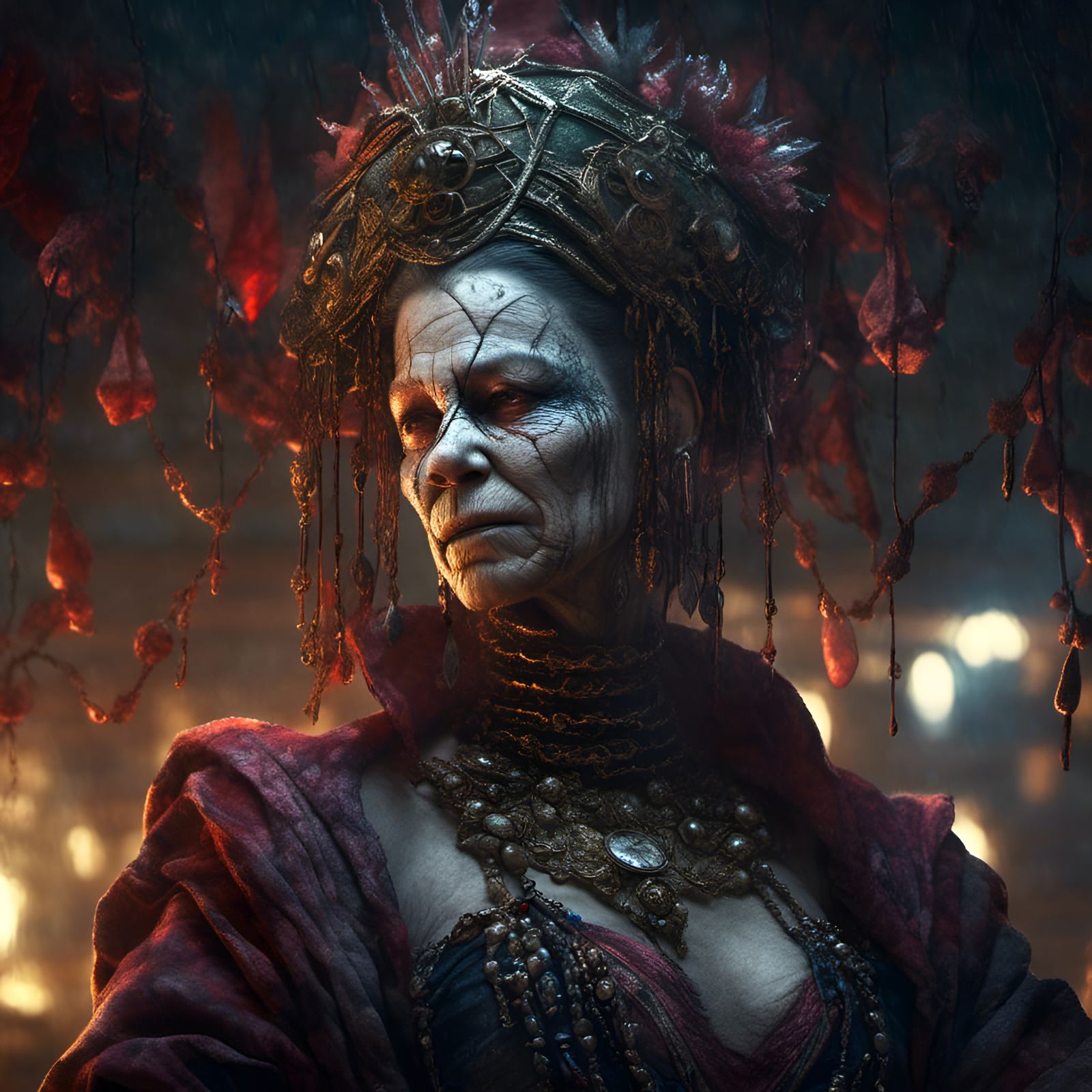 Evil Fortune Teller with Dripping Blood