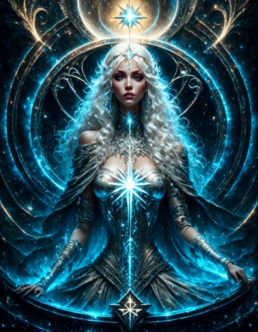 Tarot: The Star, space, celestial, TRON inspired, 8K resolut...