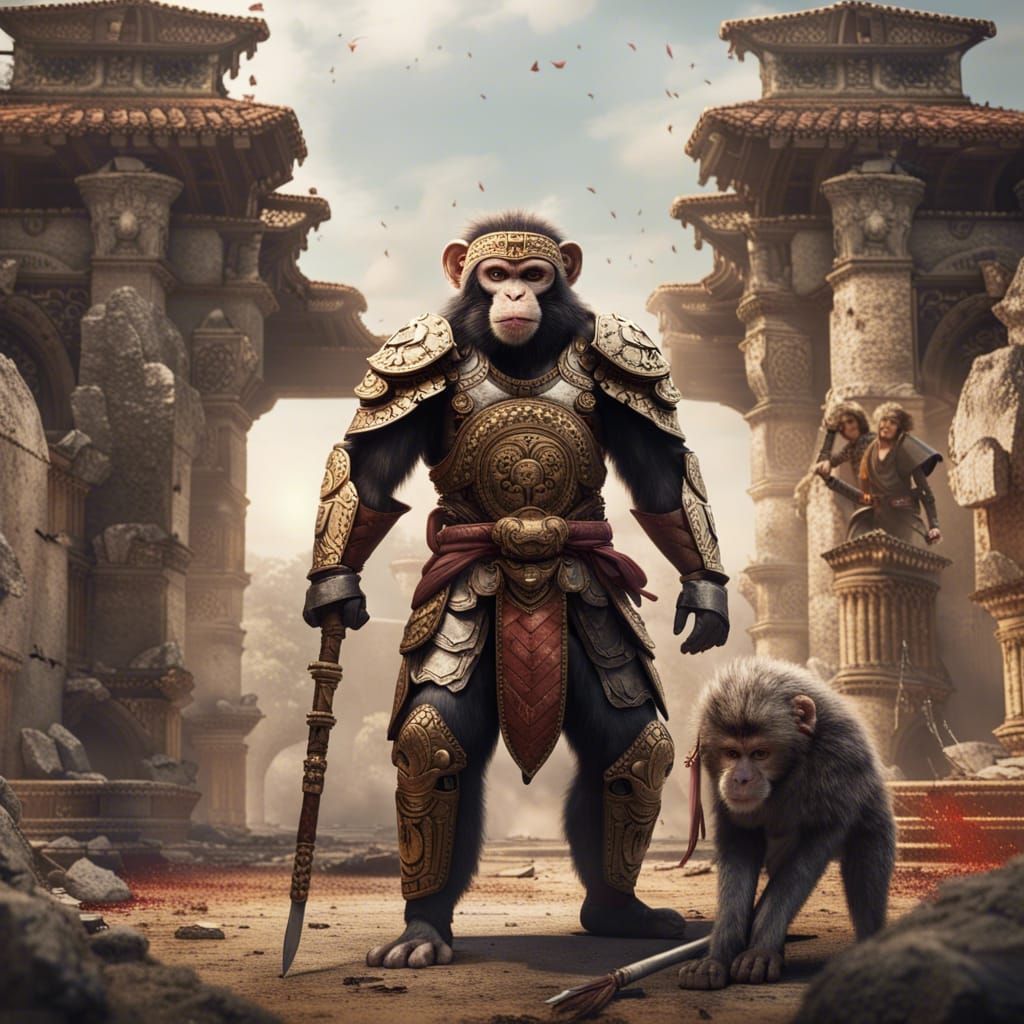 Armored Monkey Warrior in Gladiator Ruins