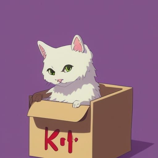 Cute Stuffed Cat in Box: Studio Ghibli Anime
