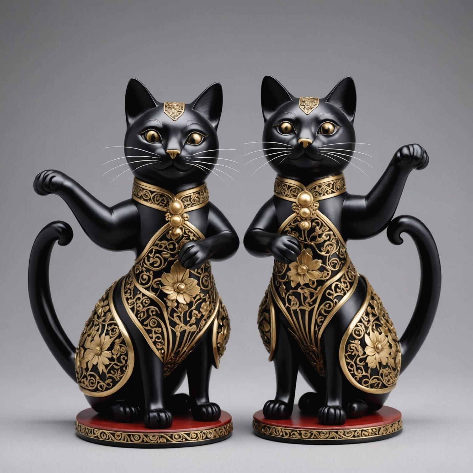Dancing Netsuke Cats Conceptual Art