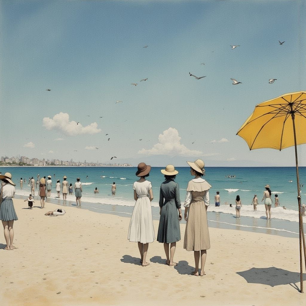 A Serene Beach Scene at 9 AM