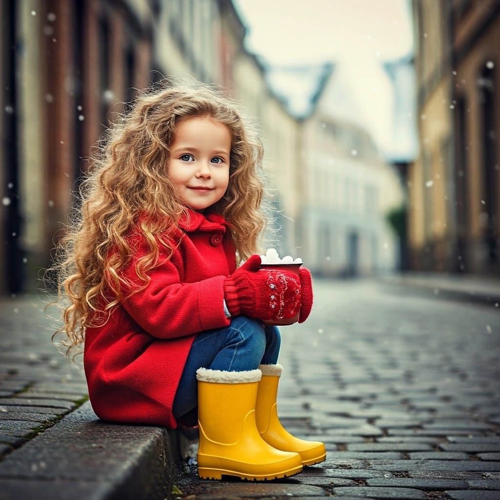Sweet Girl Finds Tranquility in Winter Wonderland