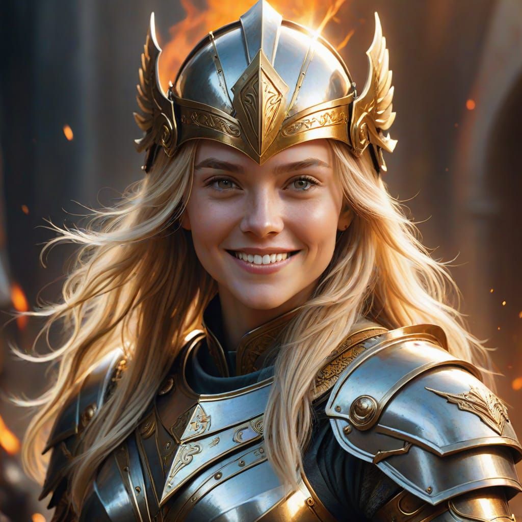 Woman in God Armor with Sword and Shield