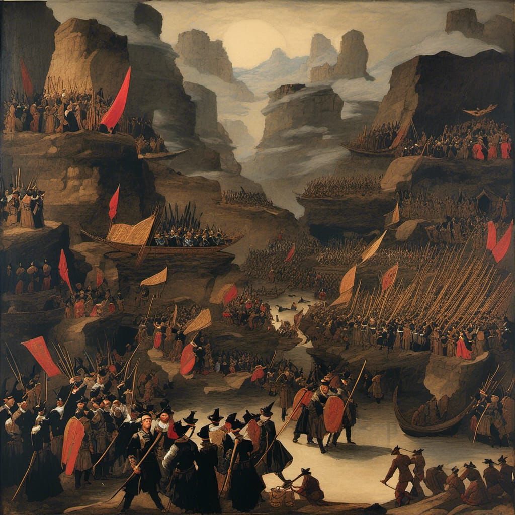 Eerie Men in Black Suits Watercolor Painting