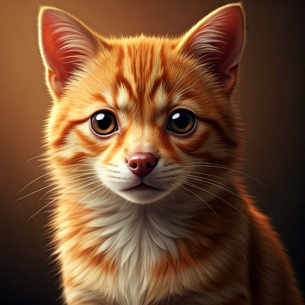 Vibrant Orange Tabby-Chihuahua Hybrid in Whimsical Setting