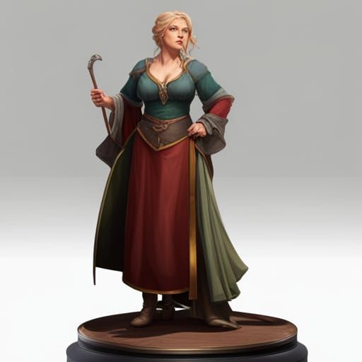 Plus Size Hobbit Woman Portrait in Detailed Splash Art