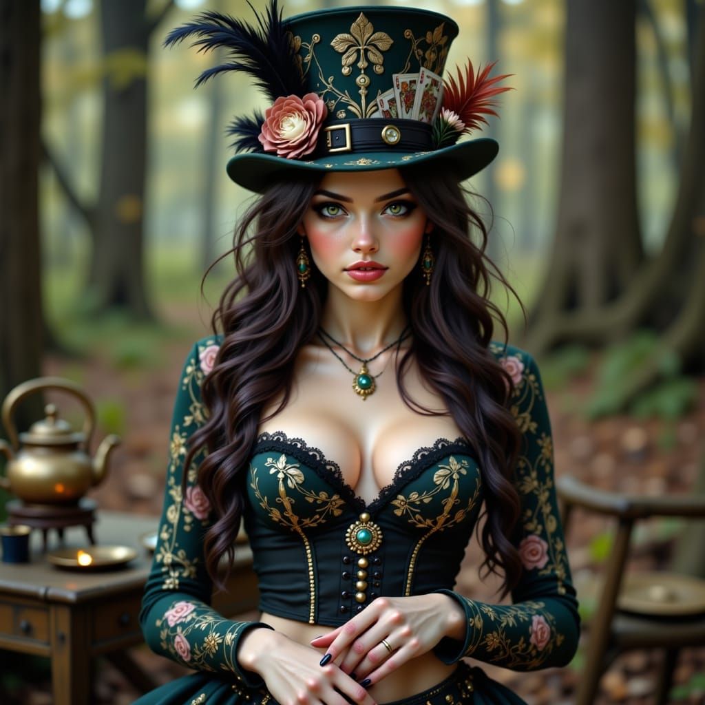 Enchanting Steampunk Siren in Whimsical Wonderland