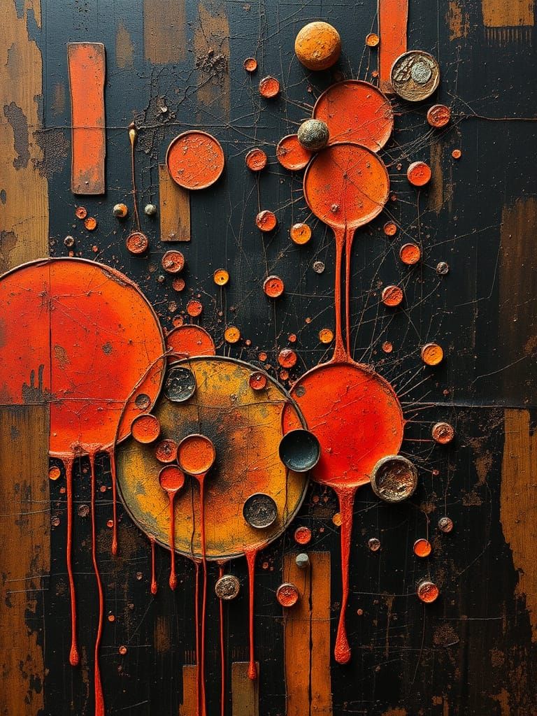 Surreal, Abstract Melody in Burnt Orange and Red on Black