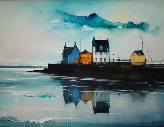 Surreal Seascape in Alcohol Ink Style