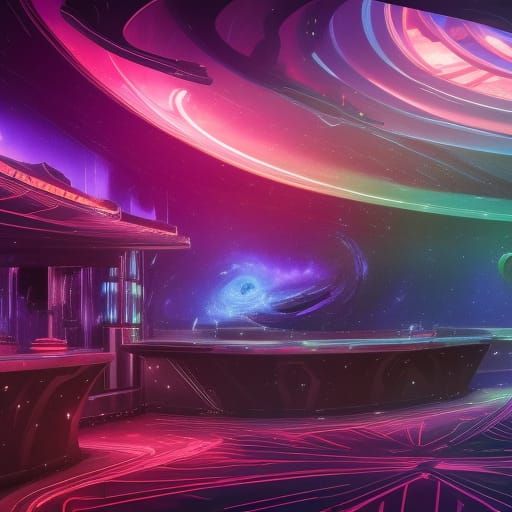 Futuristic Galaxy Bar with Swirling Nebulae