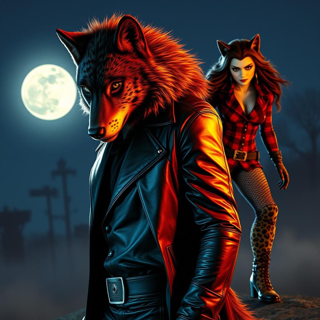 Werewolf Fight Scene in Pixel Art Style