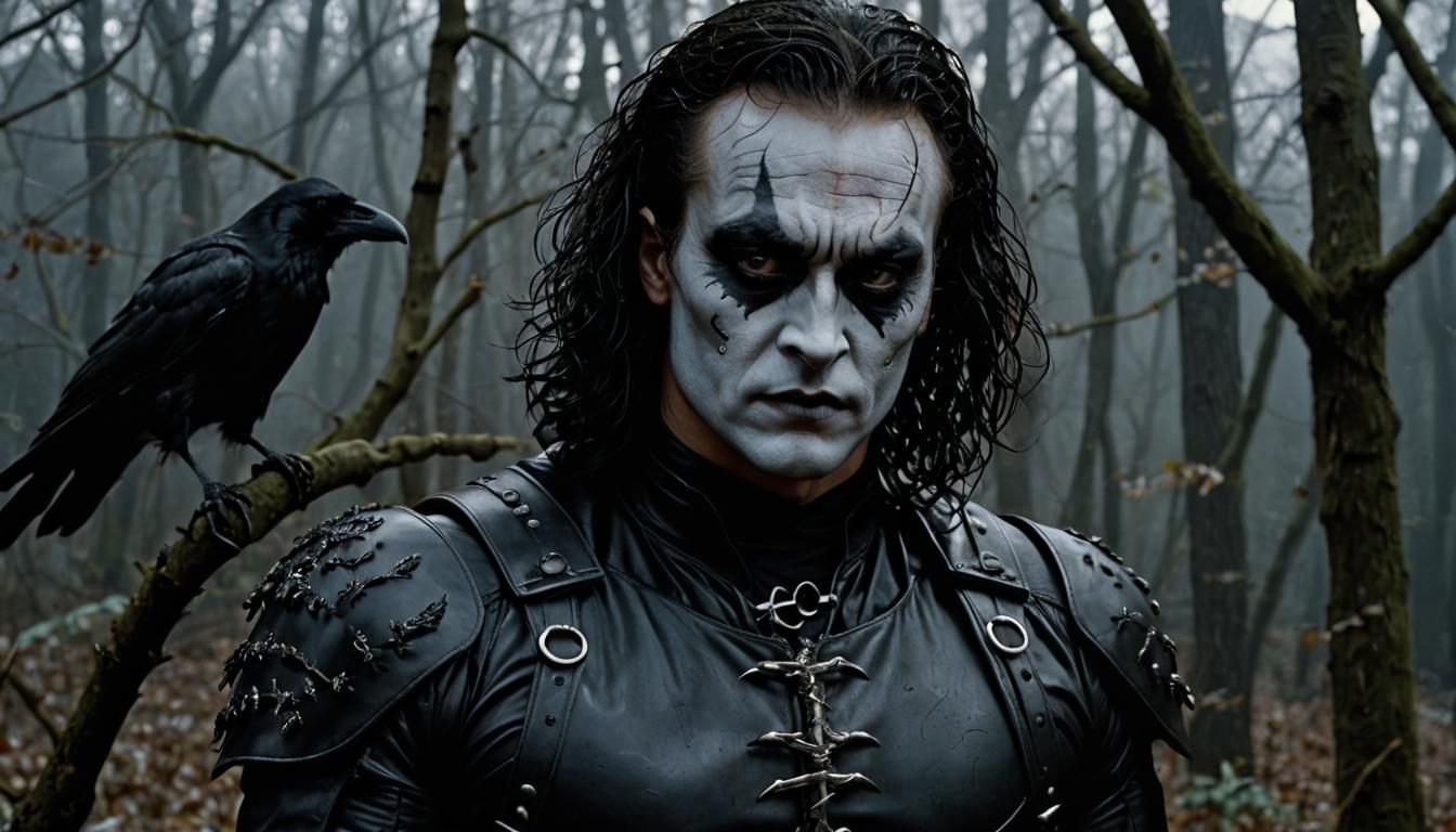 Hyperrealistic The Crow as Gothic Horror Film Still