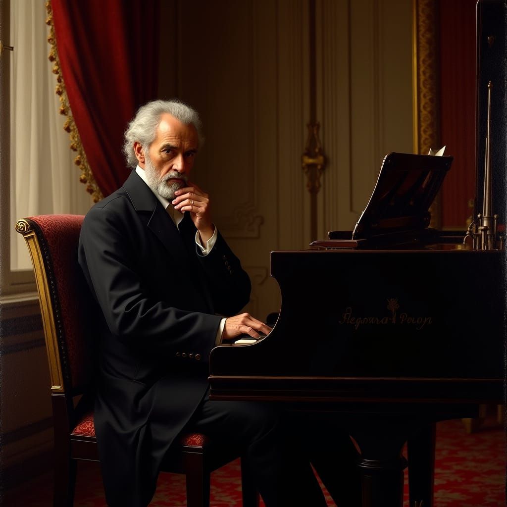 Tchaikovsky Portrait: Romantic Composer at Piano