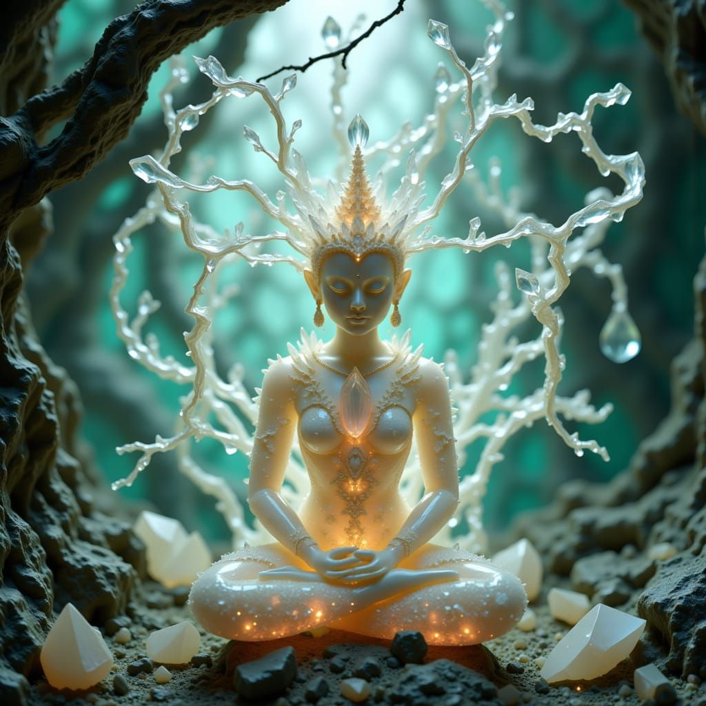 Serene Biomorphic Figure in Opal Crystal Setting