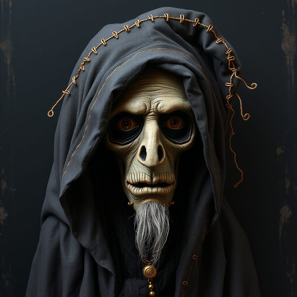 Haunted Witch Portrait in Surrealist Style