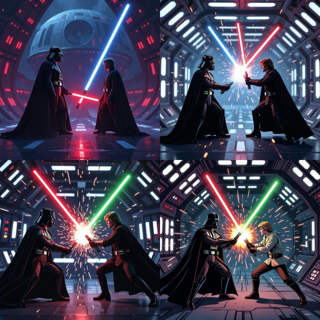 Darth Vader and Luke Skywalker Battle in Star Wars