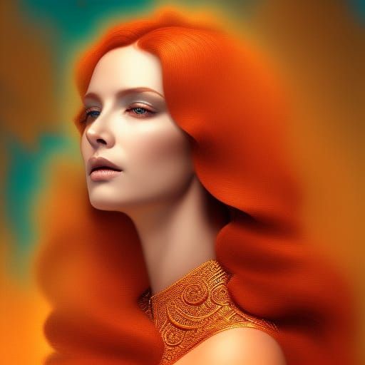 Redhead Portrait with Blue Sky in Digital Art Style