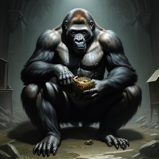 Horror Gorilla Inspired by Gustave Doré