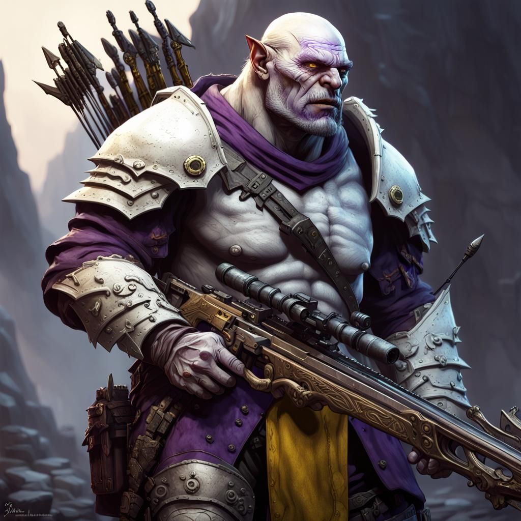 White Orc Infantryman in Dark Fantasy Style