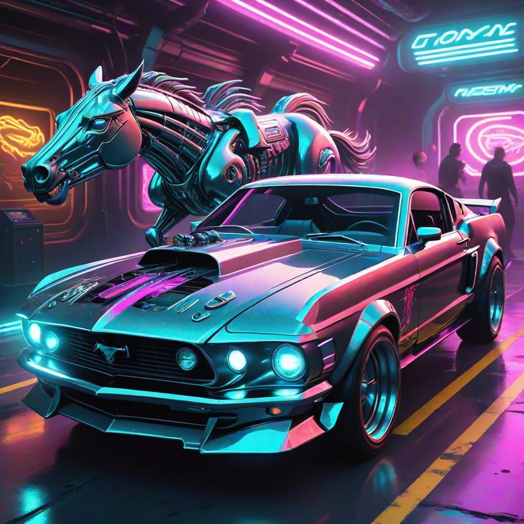 Cyberpunk 2077 Ford Mustang Fastback Digital Art