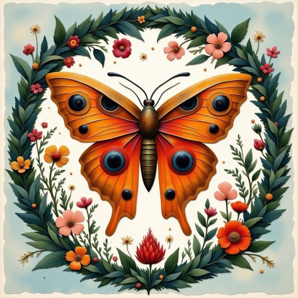 Art Nouveau Moth in Jewel Tones