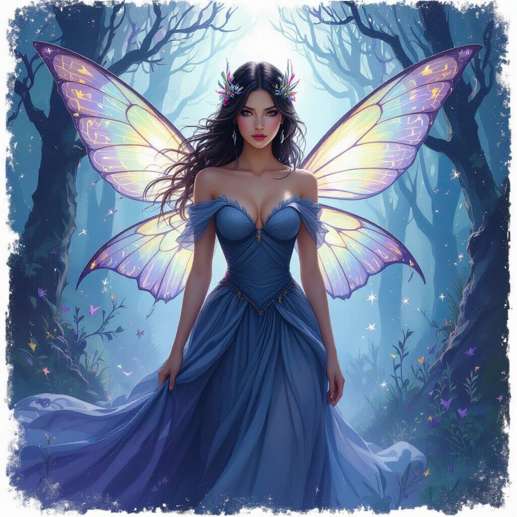 Fairy Queen Portrait in Whimsical Forest