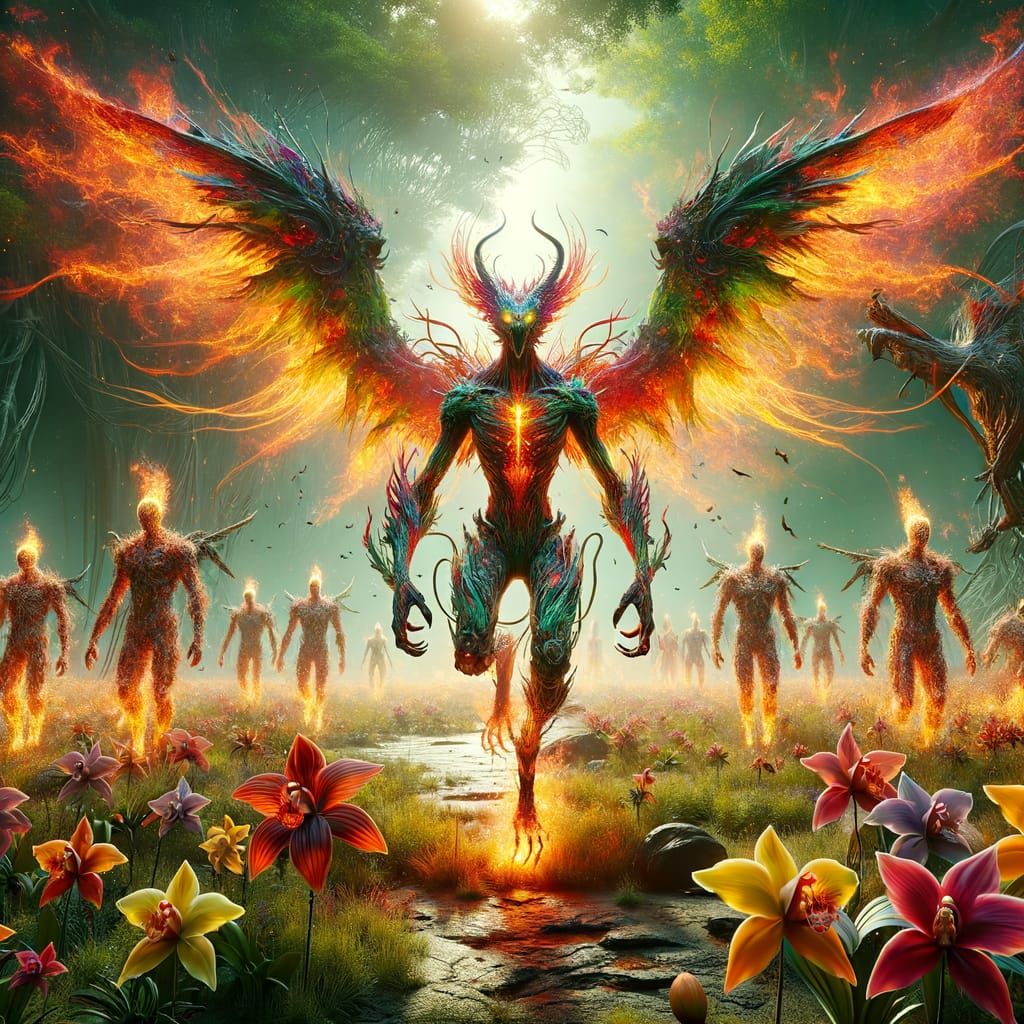 Hybrid Creature in Alien Forest: Hyper-Real Cinematic Image